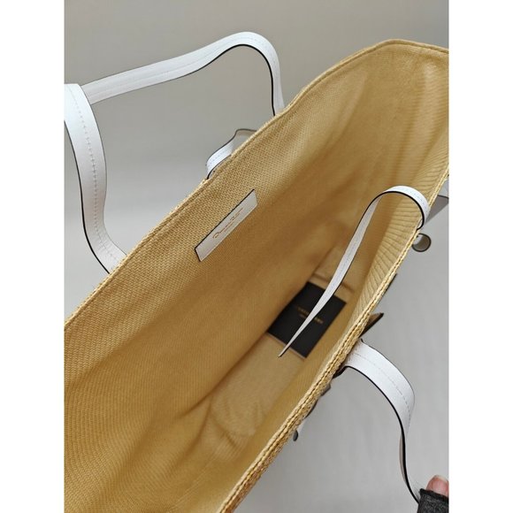 OSCAR DE LA RENTA tulip raffia large tote + Dust bag --NATURAL/WHITE - Picture 9 of 13